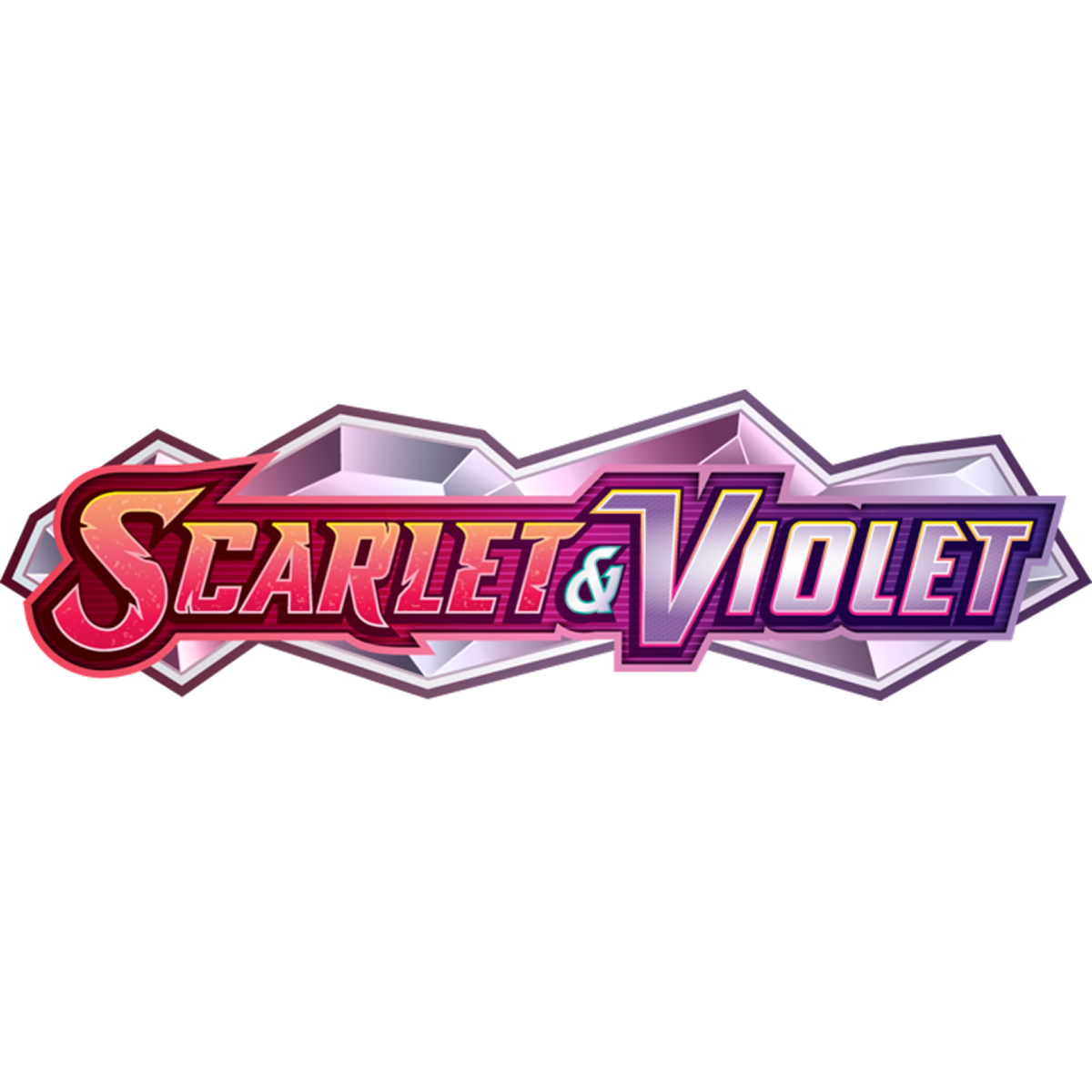 The logo for Pokémon Scarlet and Violet with the text Scarlet & Violet set against a stylized crystalline background.