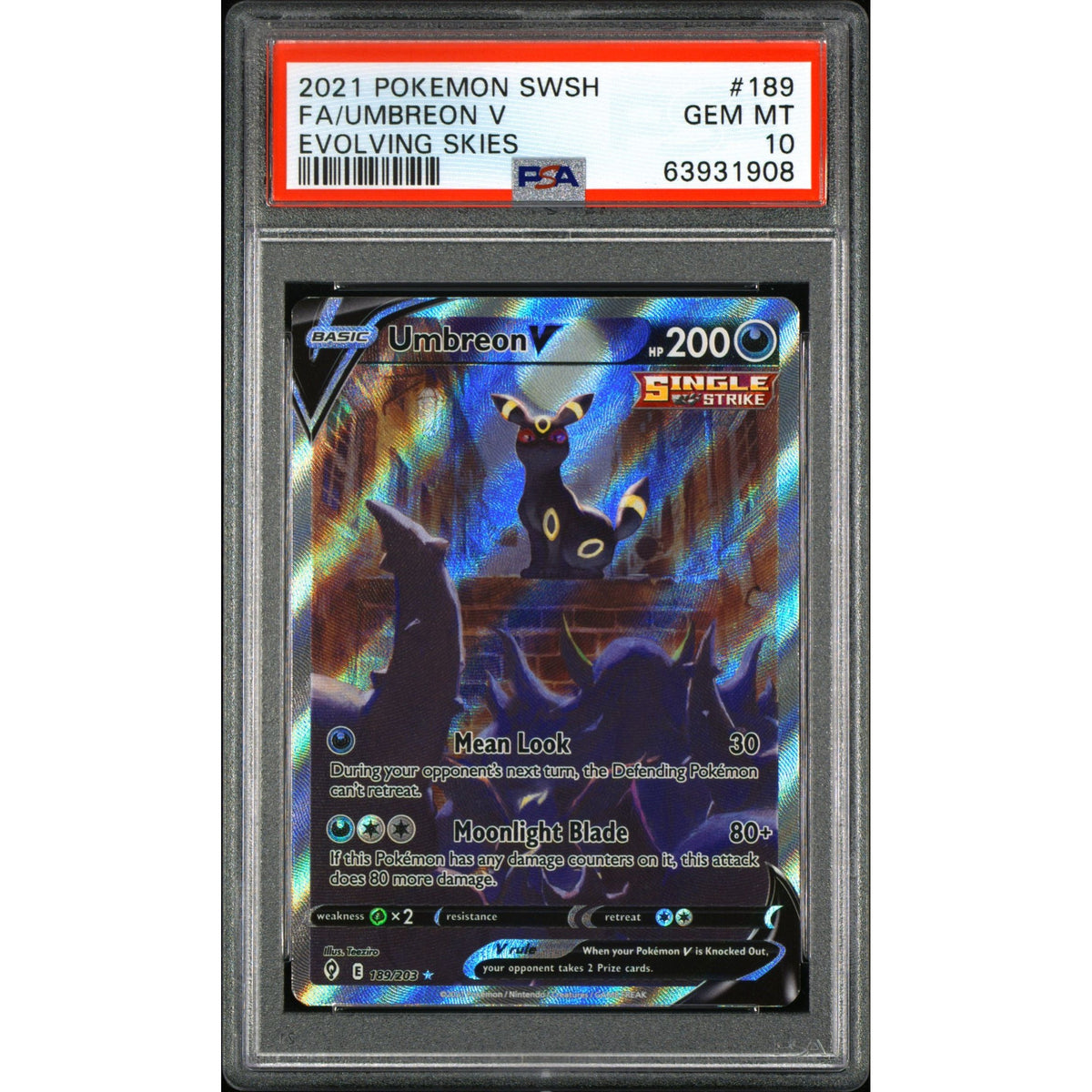 Pokémon TCG: Umbreon V #189 PSA 10-63931908