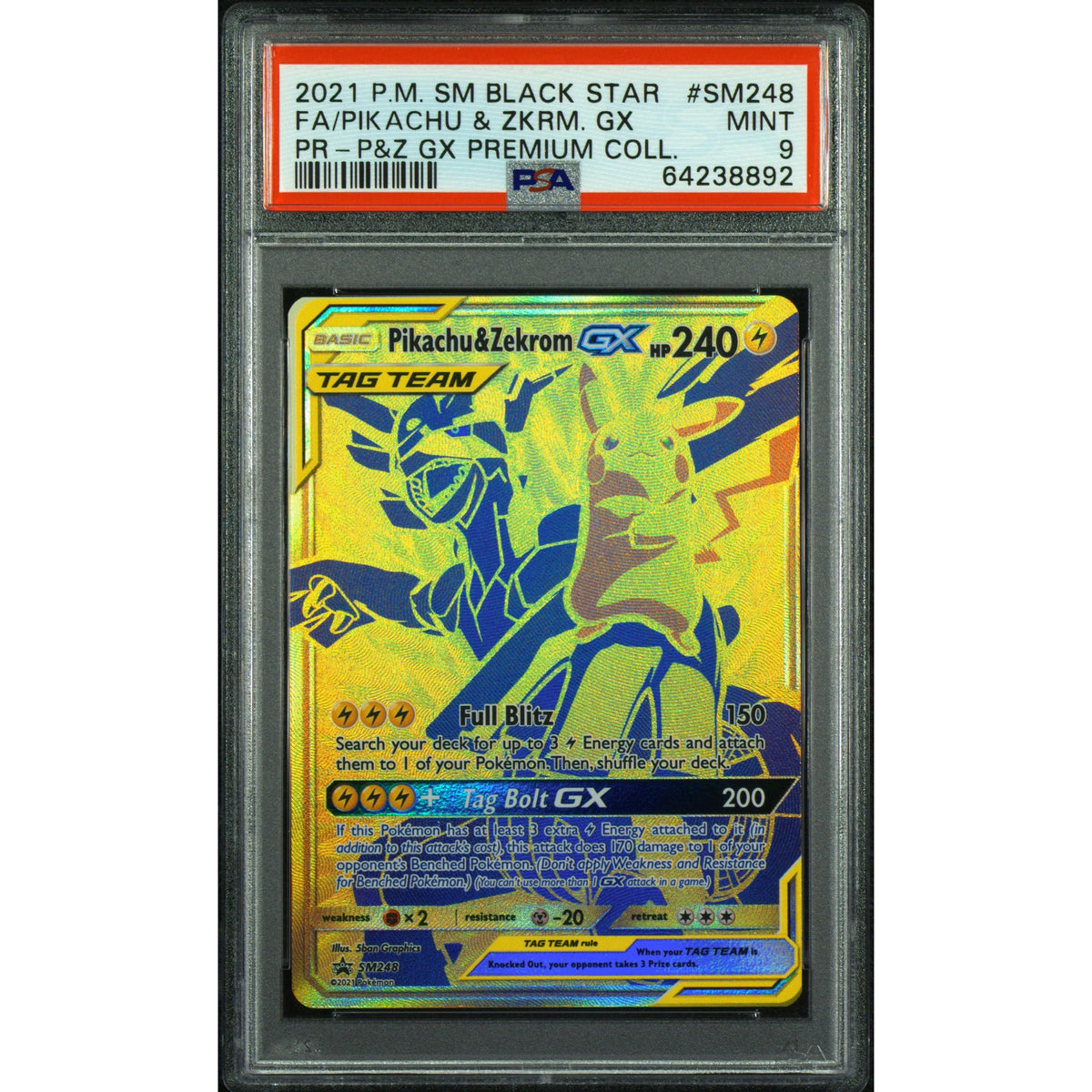 Pokémon TCG: Pikachu & Zekrom Gx #SM248 PSA 9-64238892