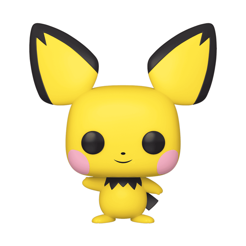 Funko POP! Pokemon: Pichu #579 vinyl figure of a yellow mouse-like character with large ears, black ear tips, pink cheek circles, and a black collar.