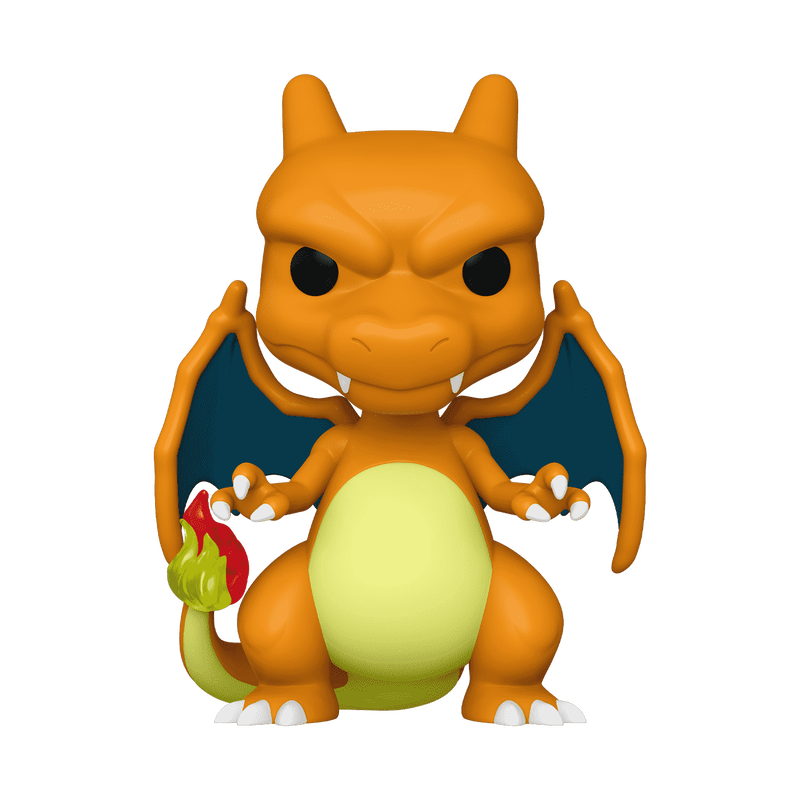 Funko POP! Pokemon: Jumbo Charizard - #851 orange dragon figure with a yellow belly, blue wings, and a flame at the tip of its tail.