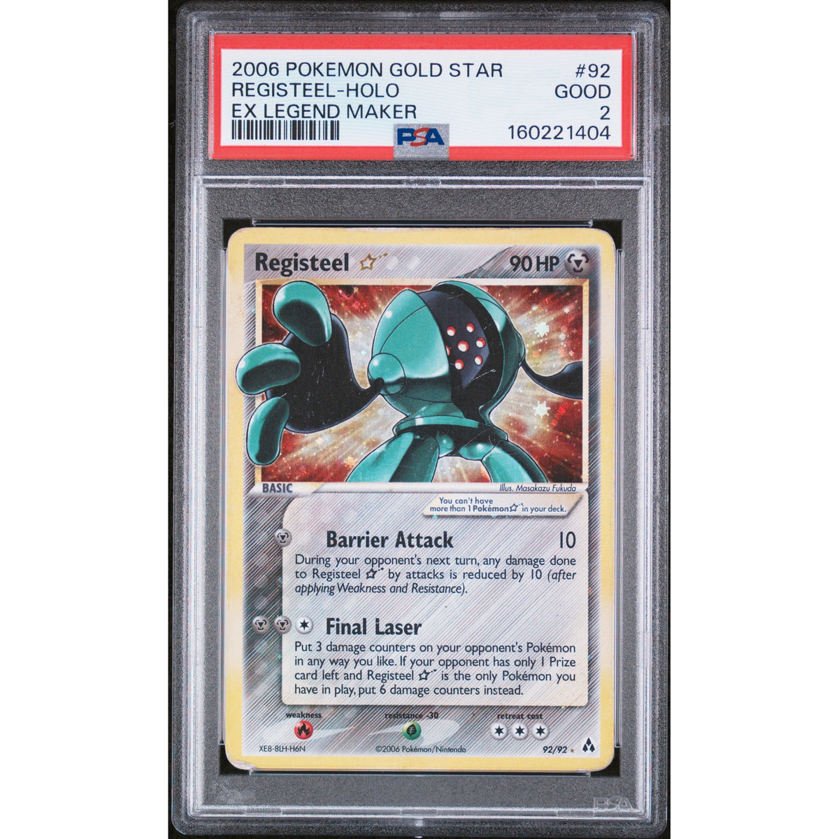 Pokémon TCG: Registeel Holo #92 PSA 2-160221404