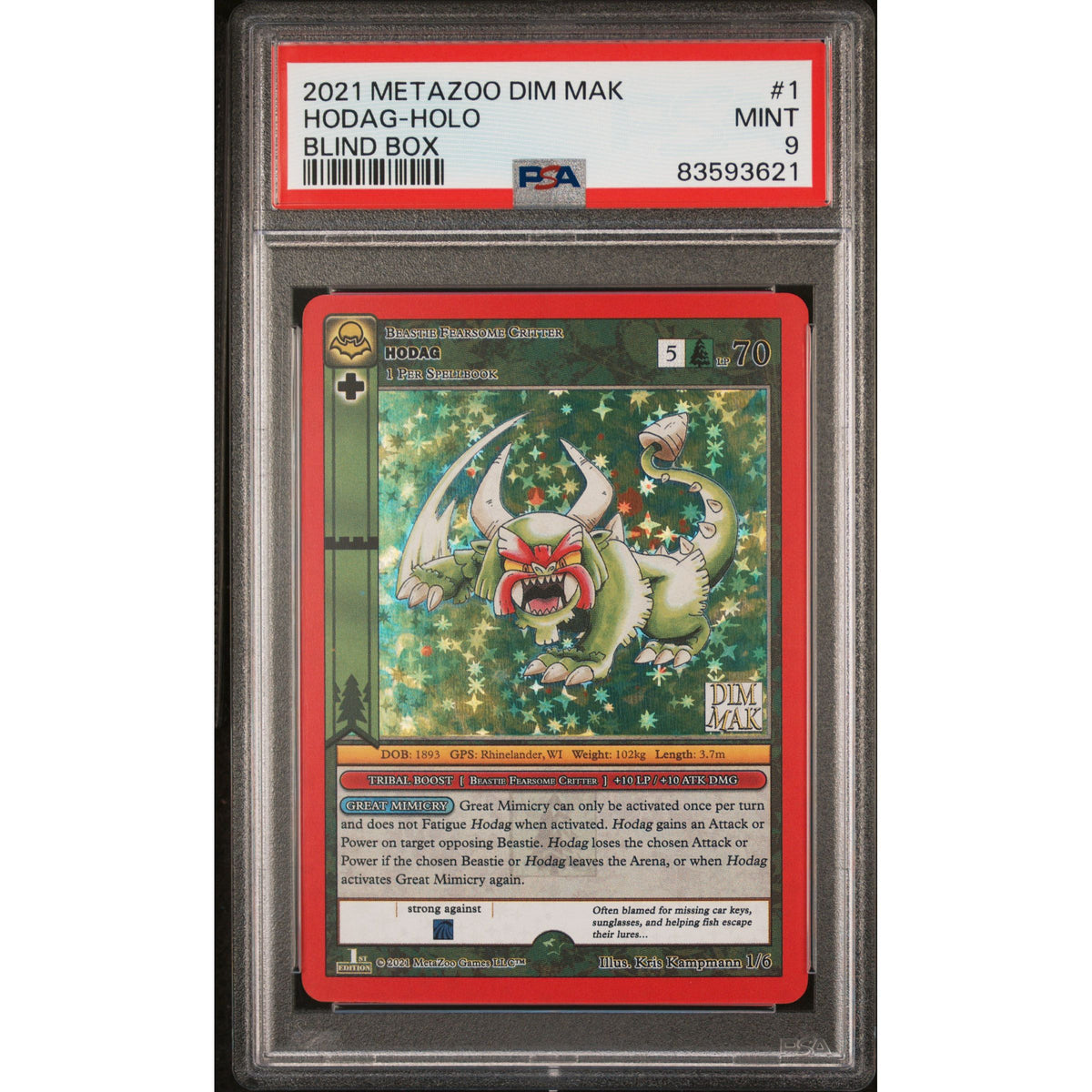 Meta Zoo TCG: Hodag #1 PSA 9 Holo-83593621