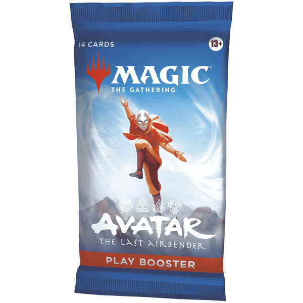 The Magic: Avatar The Last Airbender Play Booster by Wizards of the Coast features character art and includes 14 cards. For ages 13+.