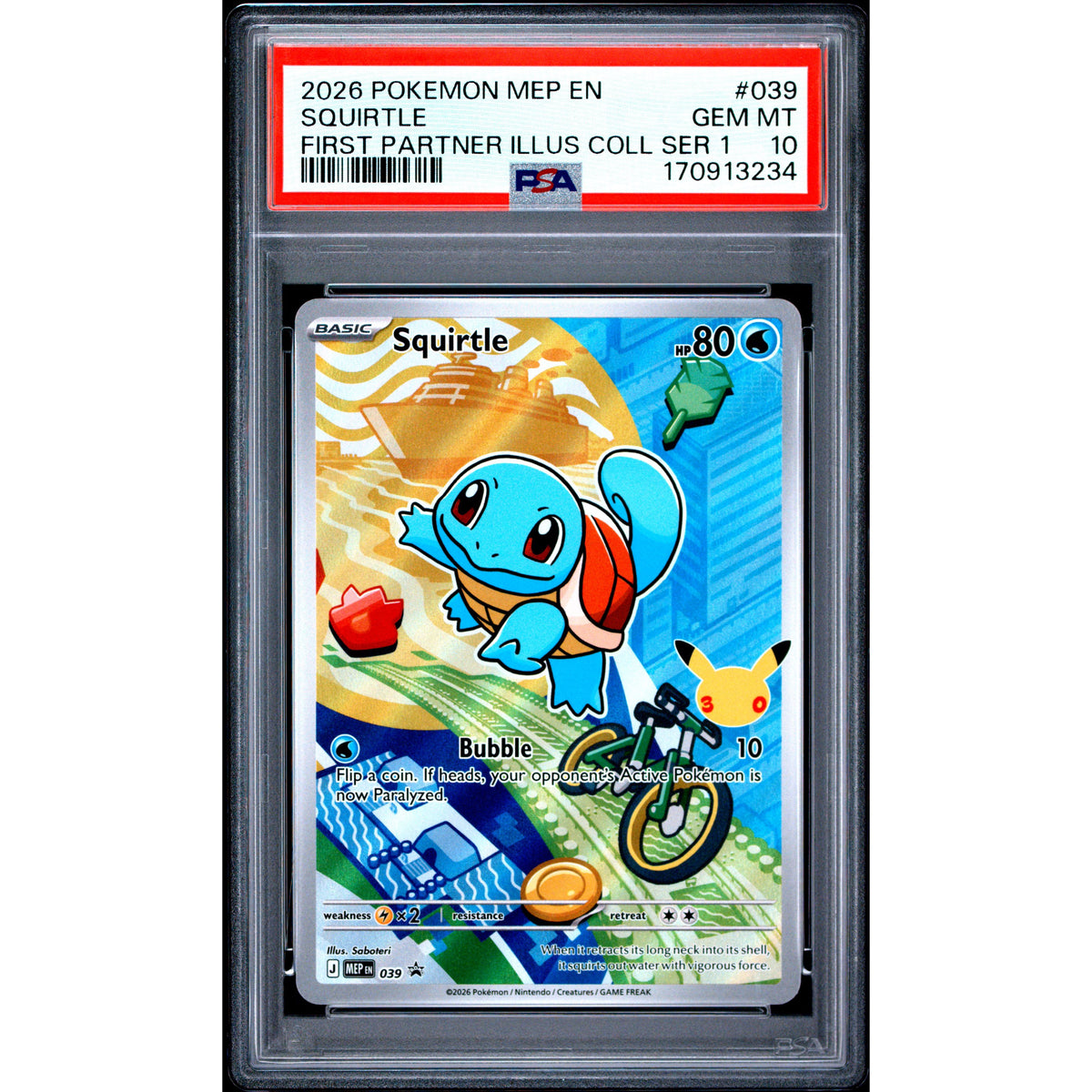 Pokémon TCG: Squirtle #039 PSA 10-170913234