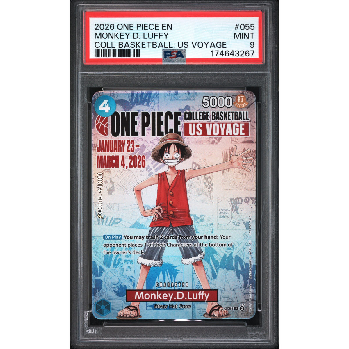One Piece TCG: Monkey D. Luffy #055 PSA 9-174643267