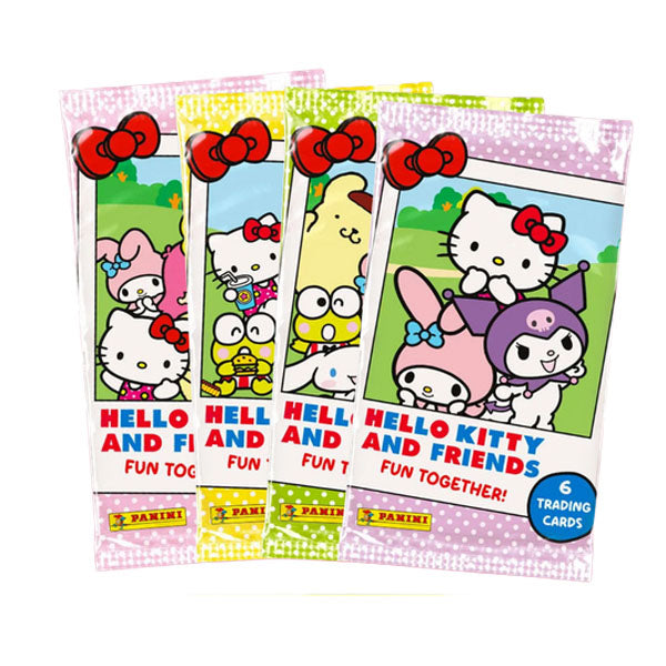Display box of Panini: Hello Kitty & Friends Trading Card Collection: Fun Together Booster Display packs featuring a group illustration of Sanrio characters.