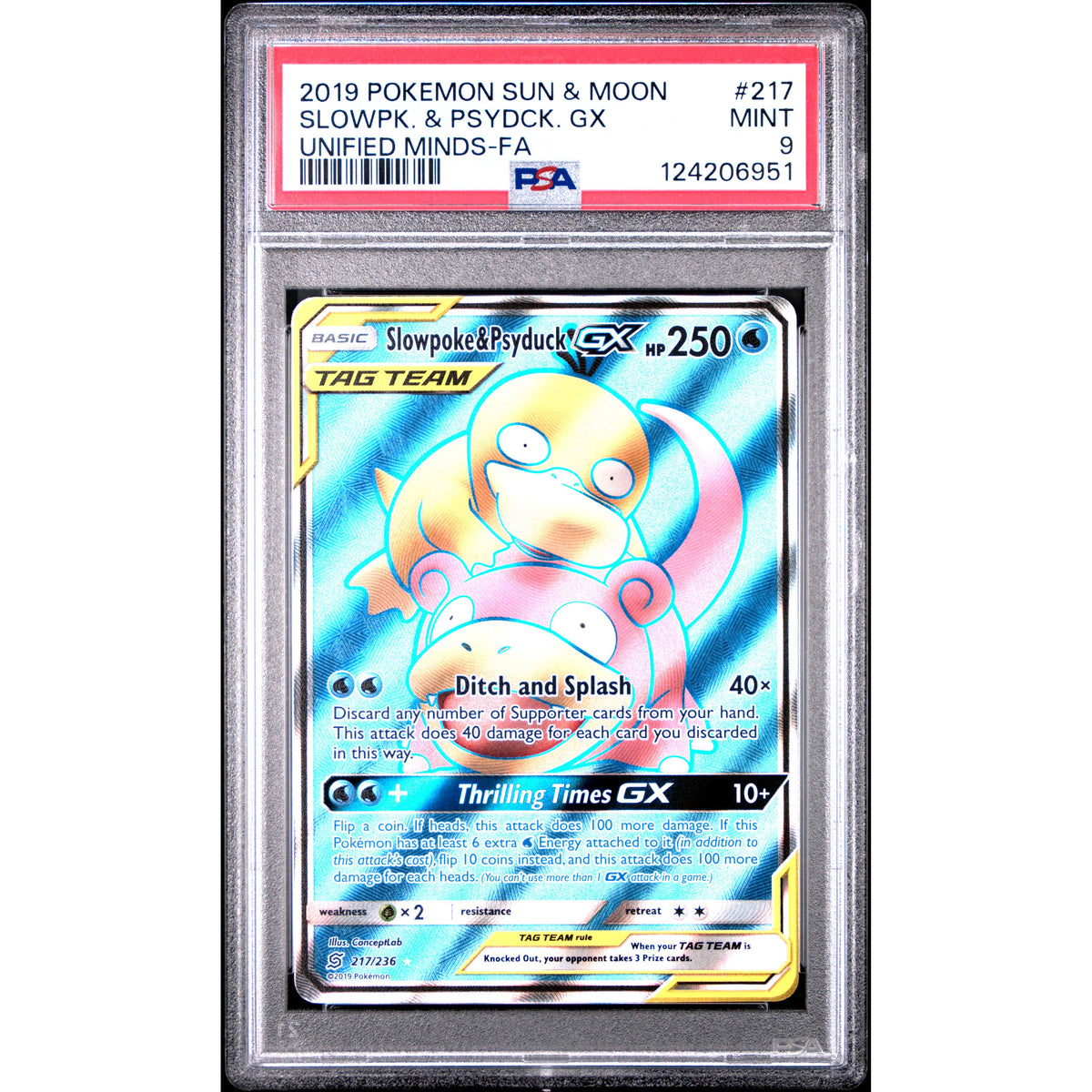 Pokémon TCG: Slowpoke & Psyduck Gx #217 PSA 9-124206951
