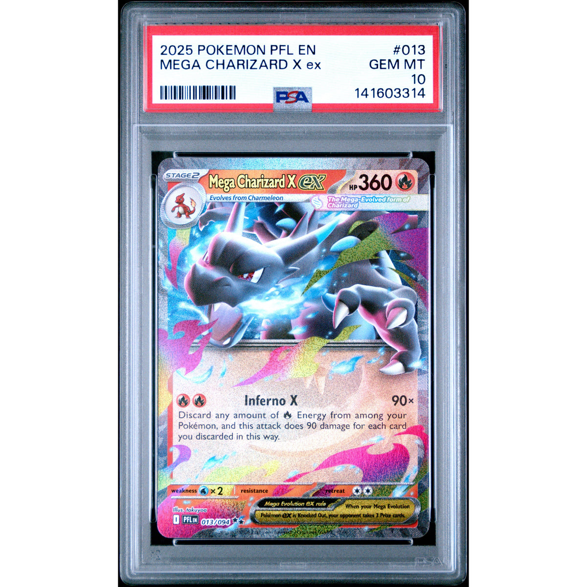 Pokémon TCG: Mega Charizard X Ex #013 PSA 10-141603314