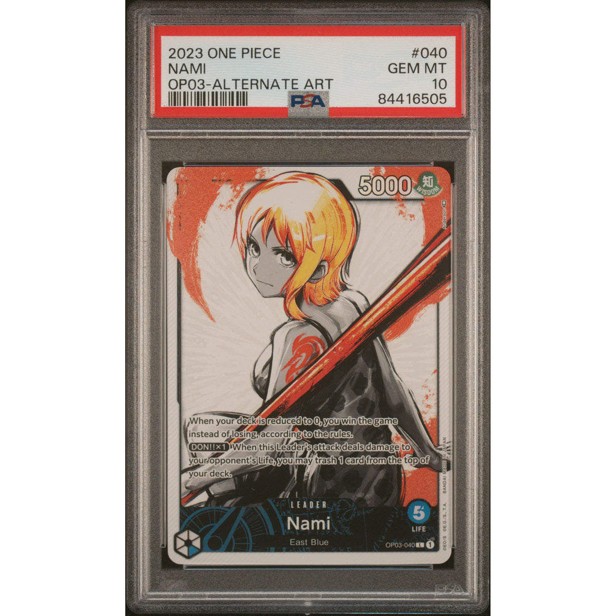 One Piece TCG: Nami #040 PSA 10 - OP03-84416505