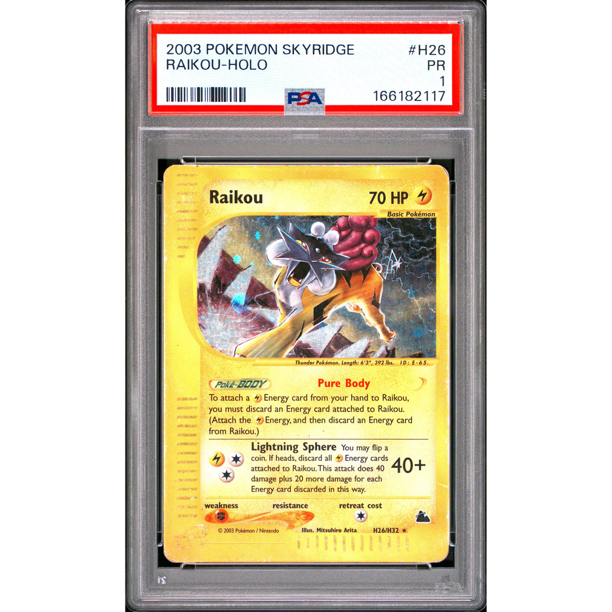 Pokémon TCG: Raikou Holo #H26 PSA 1-166182117