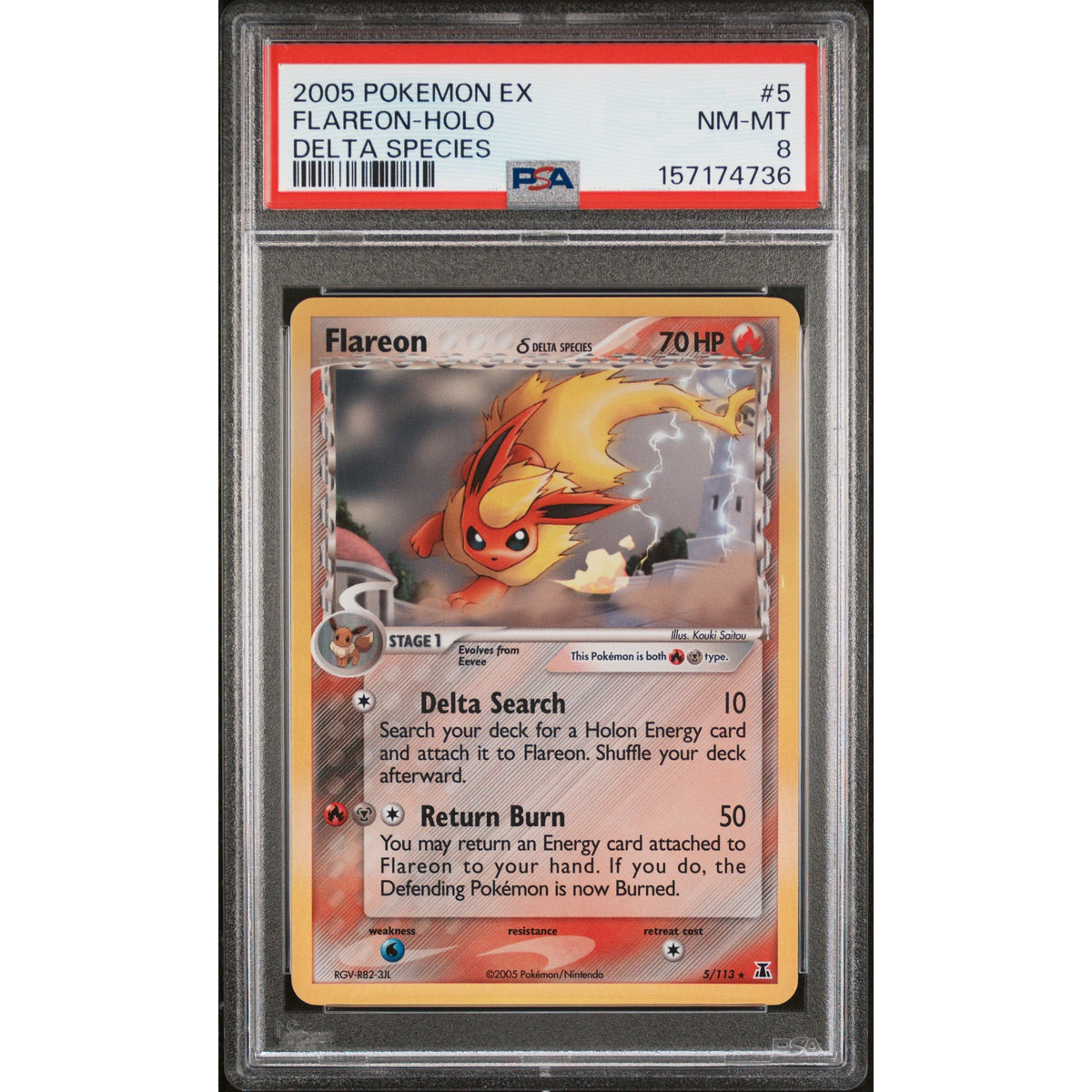 Pokémon TCG: Flareon Holo #5 PSA 8-157174736