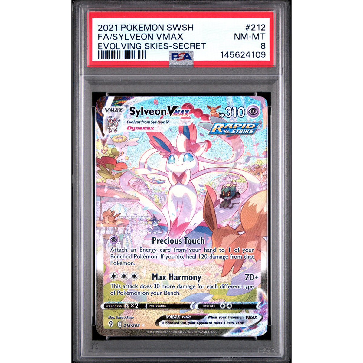 Pokémon TCG: Sylveon Vmax #212 PSA 8 - Evolving Skies-145624109