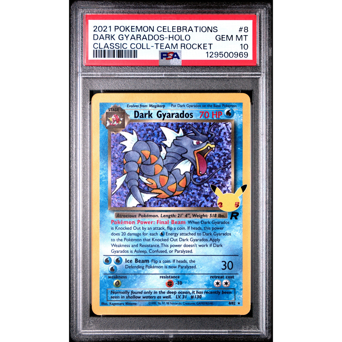 Pokémon TCG: Dark Gyarados Holo #8 PSA 10-129500969