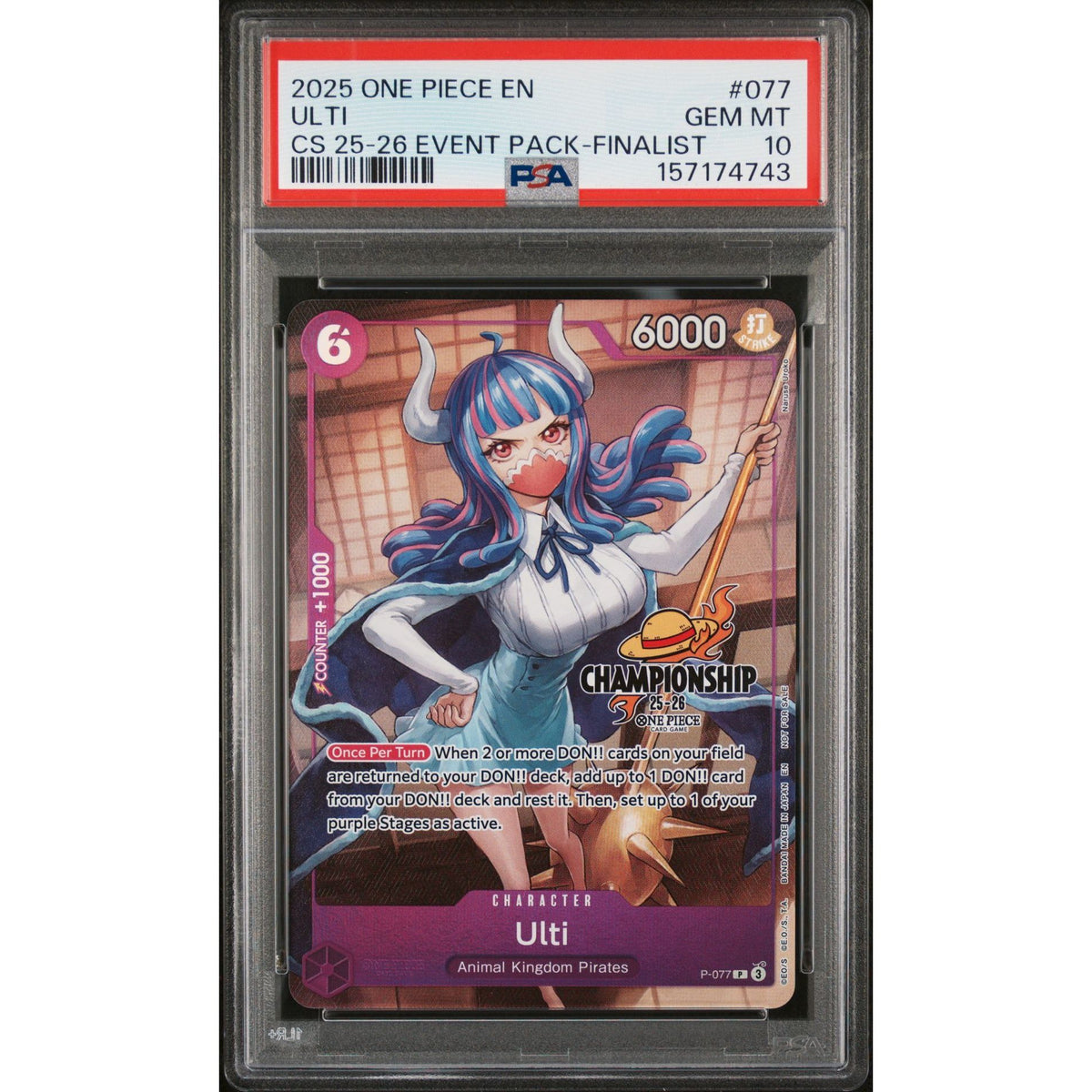 One Piece TCG: Ulti #077 PSA 10-157174743