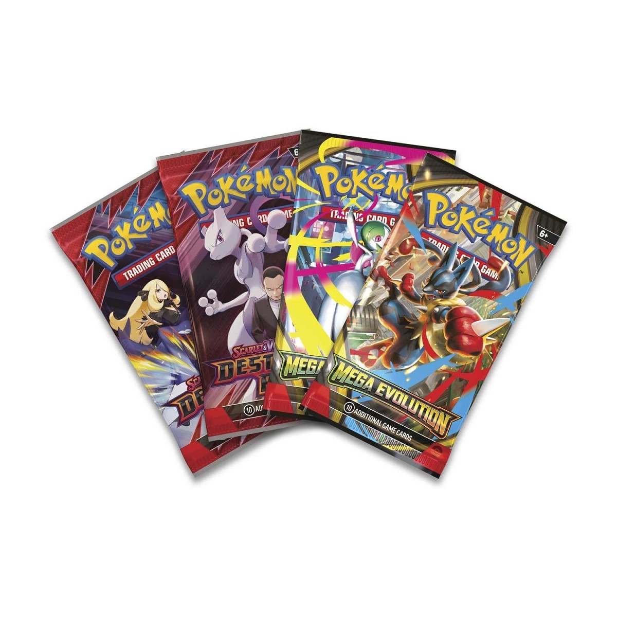 Introducing the Pokémon TCG: Mega Latias ex Box by The Pokémon Company, featuring exclusive Pokémon TCG cards and booster packs highlighted by the bold artwork of Mega Latias ex. This box includes two special promo cards and four booster packs, all presented in eye-catching red and purple themed packaging.
