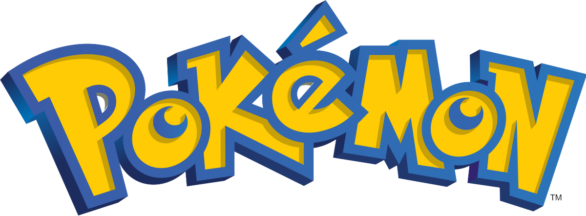 The word Pokémon in bold yellow letters with blue outlining, featuring a stylized accent over the letter e.