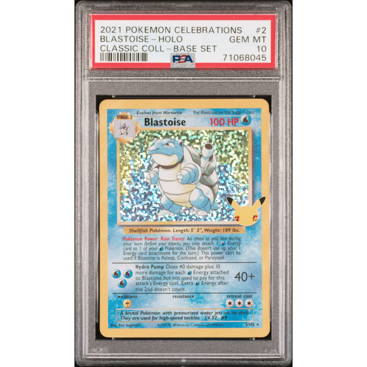 Pokémon TCG: Blastoise Holo #2 PSA 10-71068045
