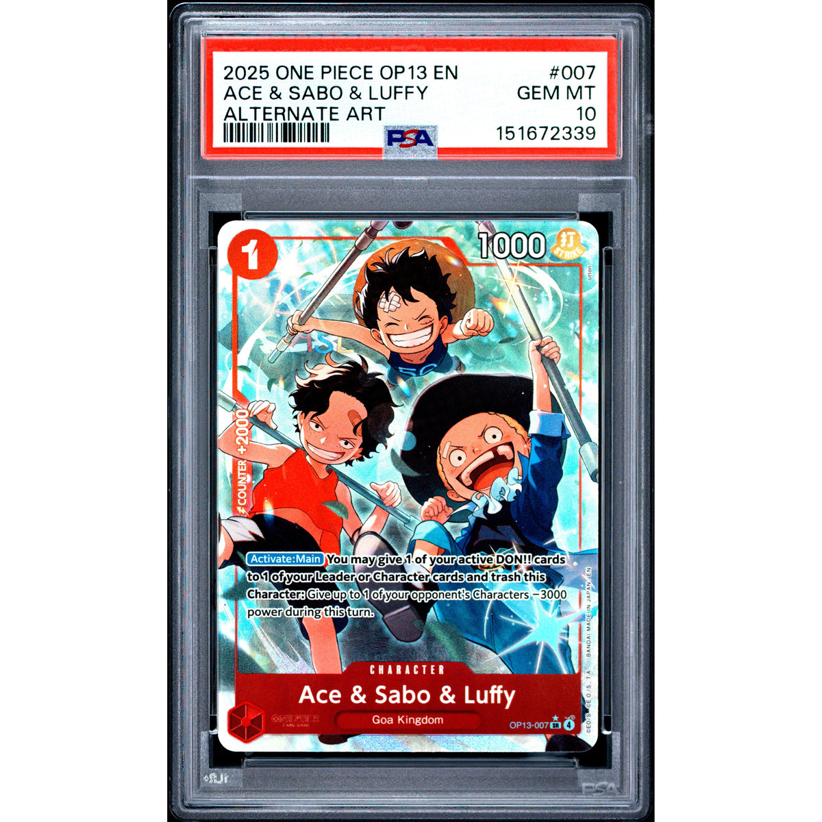 One Piece TCG: Ace & Sabo & Luffy #007 PSA 10-151672339