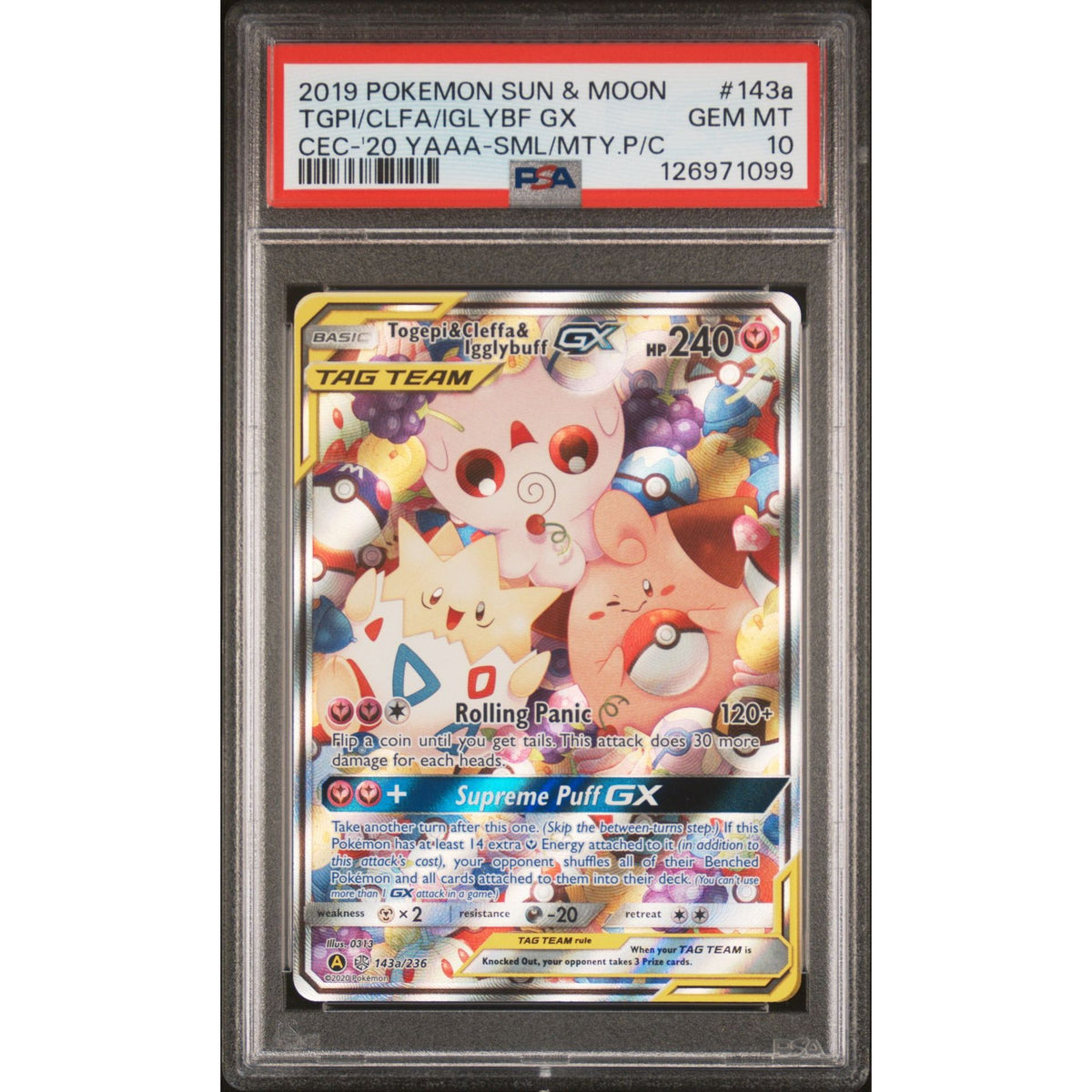 Pokémon TCG: Togepi & Cleffa & Igglybuff Gx #143a PSA 10-126971099