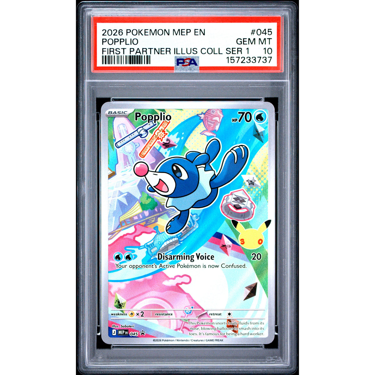 Pokémon TCG: Popplio #045 PSA 10-157233737