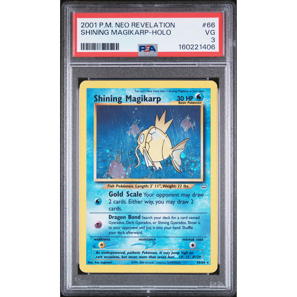 Pokémon TCG: Shining Magikarp Holo #66 PSA 3-160221406