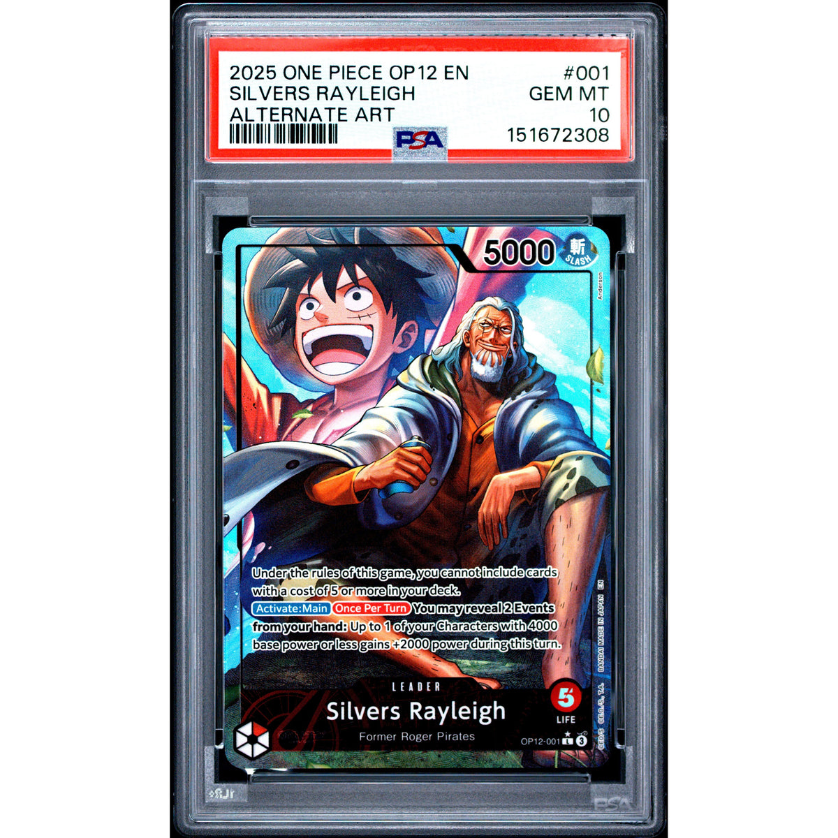 One Piece TCG: Silvers Rayleigh #001 PSA 10-151672308