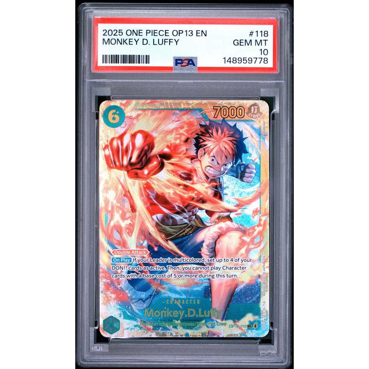 One Piece TCG: Monkey D. Luffy #118 PSA 10-148959778