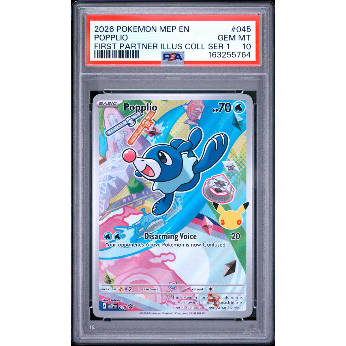 Pokémon TCG: Popplio #045 PSA 10-163255764