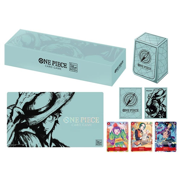 Light blue One Piece Card Game: Japanese 1st Anniversary Set - English Edition (uden folie) storage box.