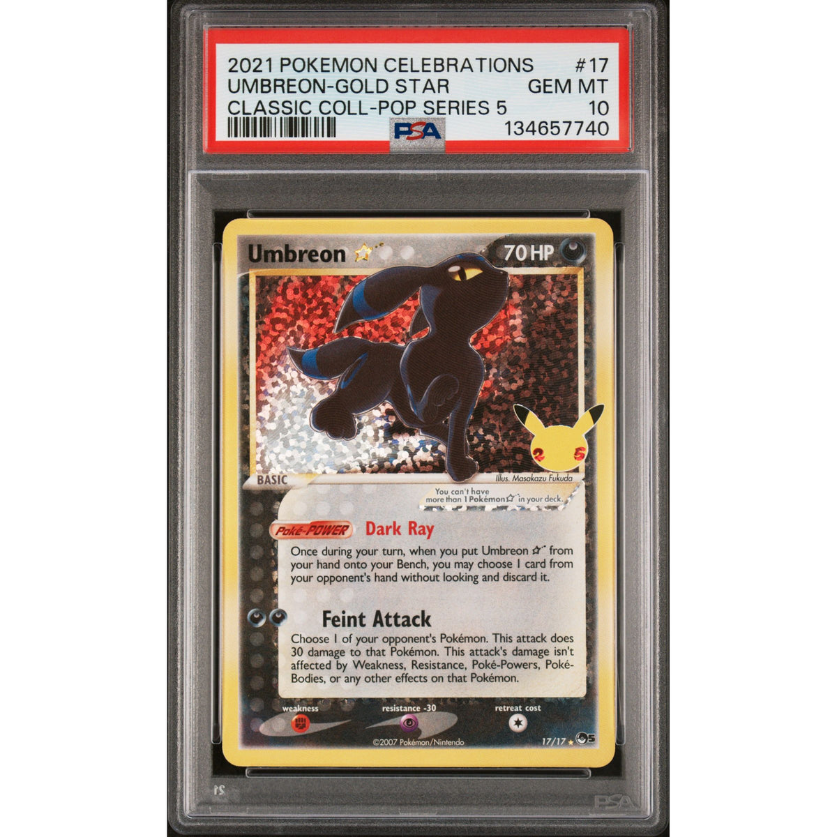 Pokémon TCG: Umbreon Gold Star #17 PSA 10-134657740