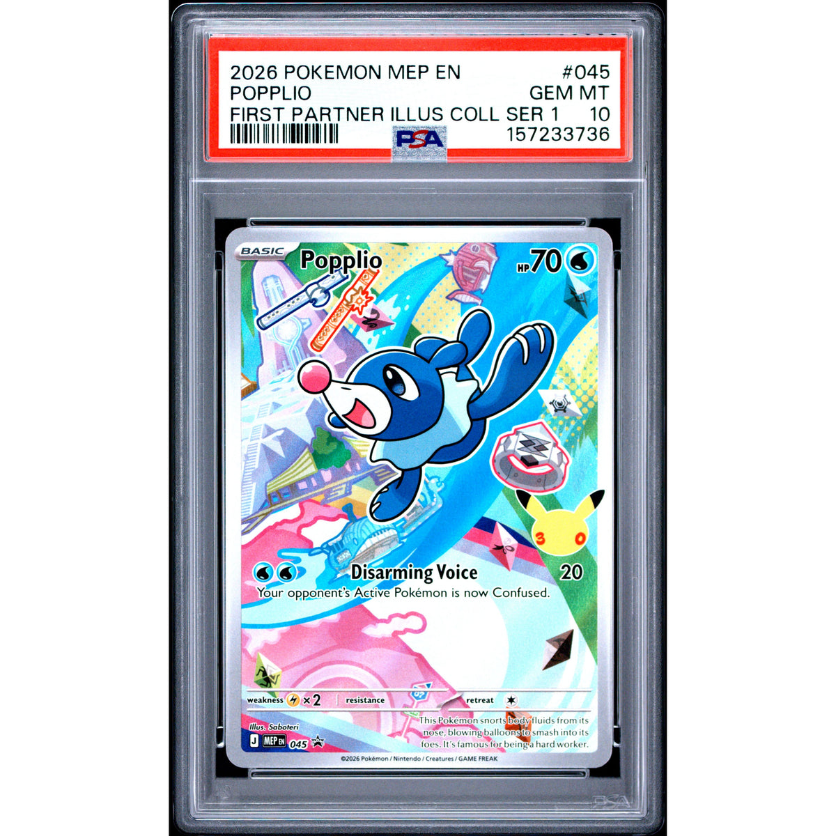 Pokémon TCG: Popplio #045 PSA 10-157233736
