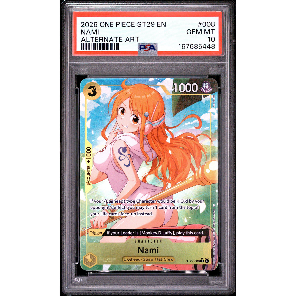 One Piece TCG: Nami #008 PSA 10-167685448