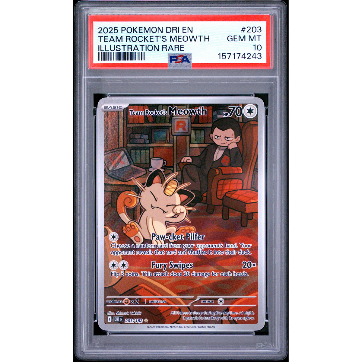 Pokémon TCG: Team Rocket's Meowth #203 PSA 10-157174243