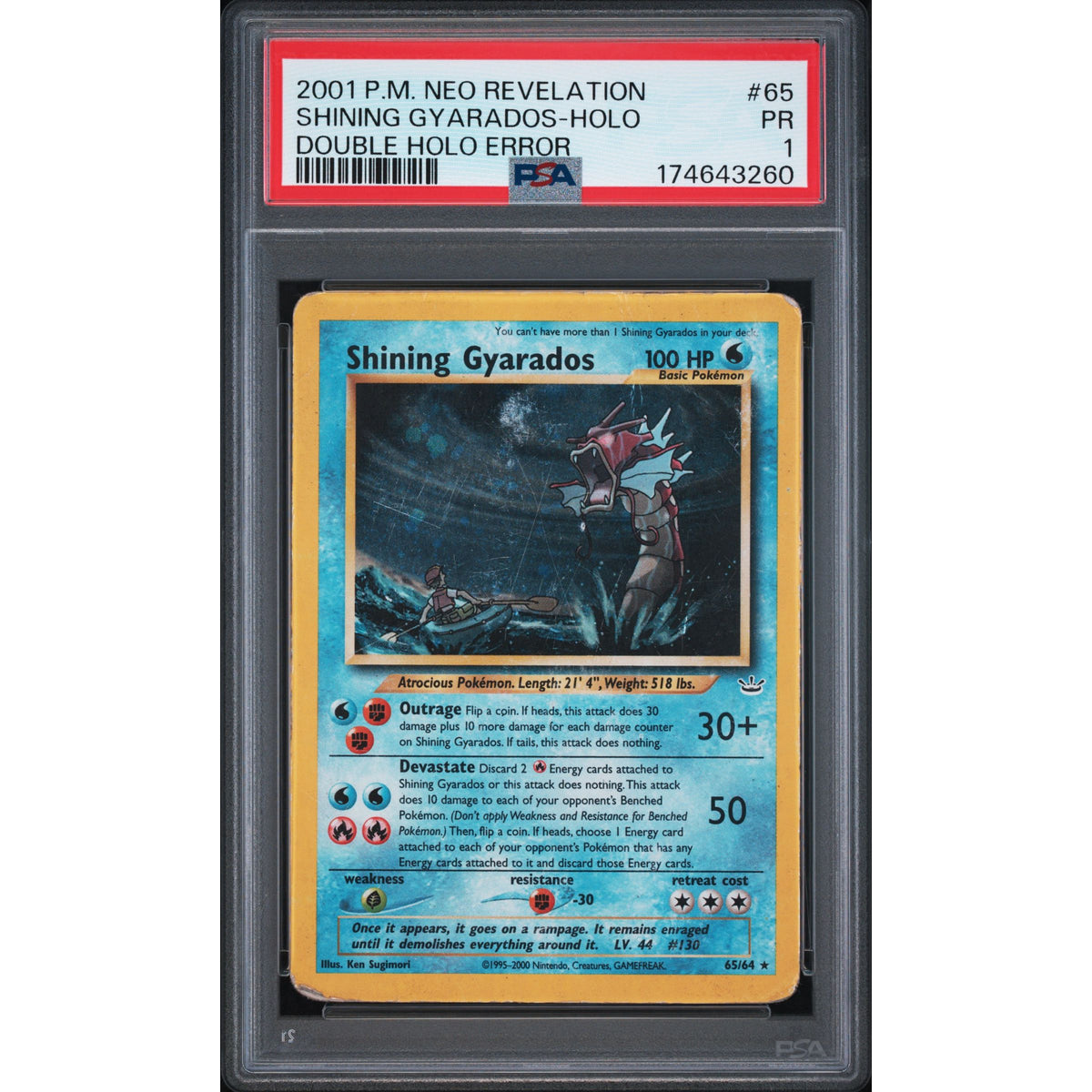 Pokémon TCG: Shining Gyarados Holo #65 PSA 1-174643260