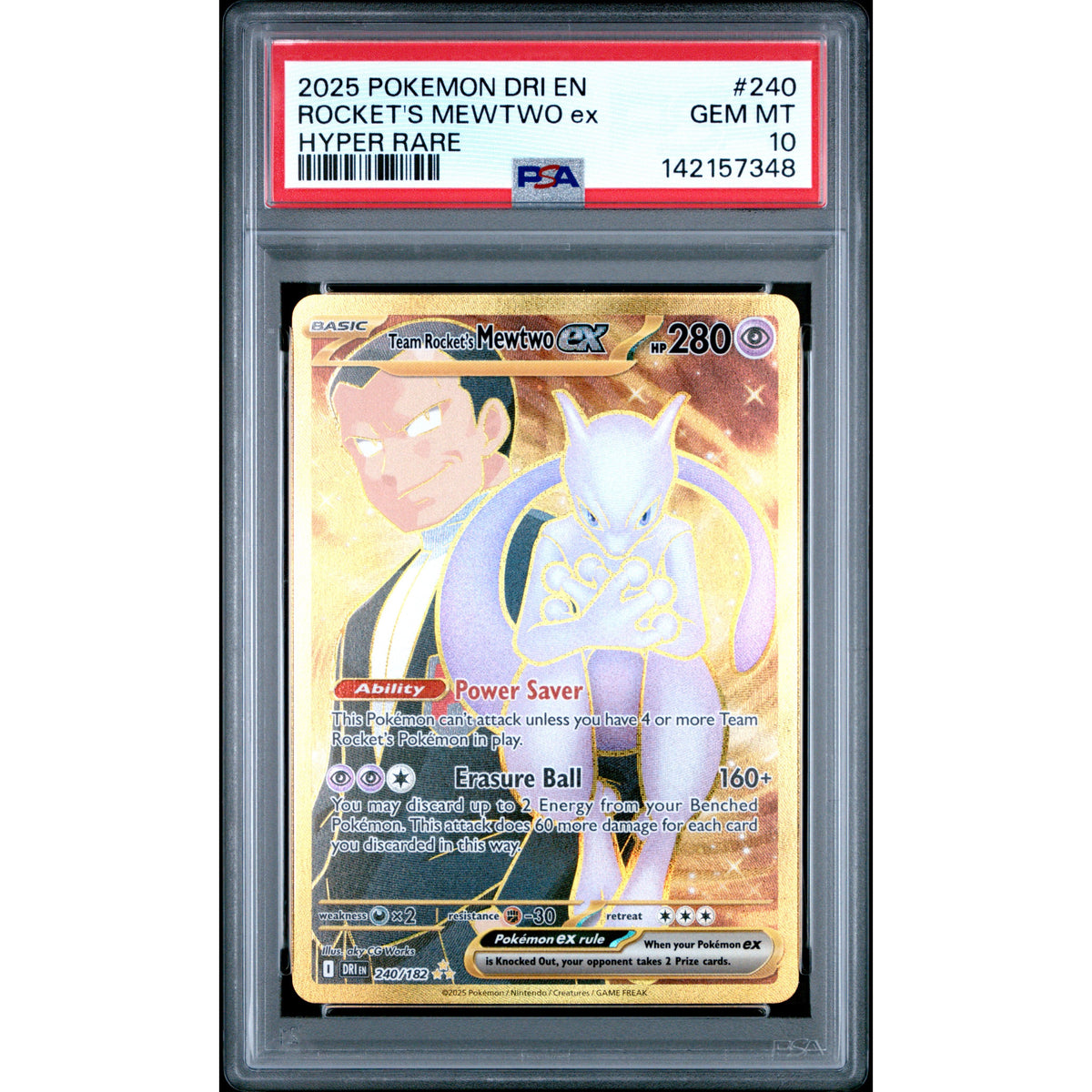 Pokémon TCG: Rocket's Mewtwo Ex #240 PSA 10-142157348