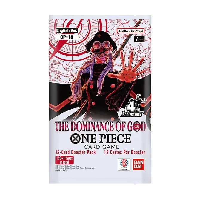 Bandai One Piece Card Game: OP18: The Dominance of God Booster Box containing 24 packs.