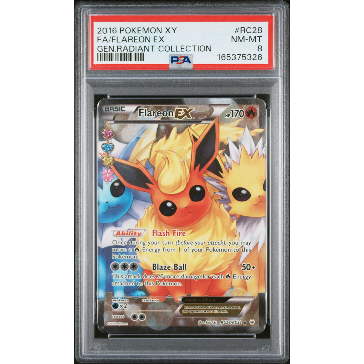 Pokémon TCG: Flareon Ex #RC28 PSA 8-165375326