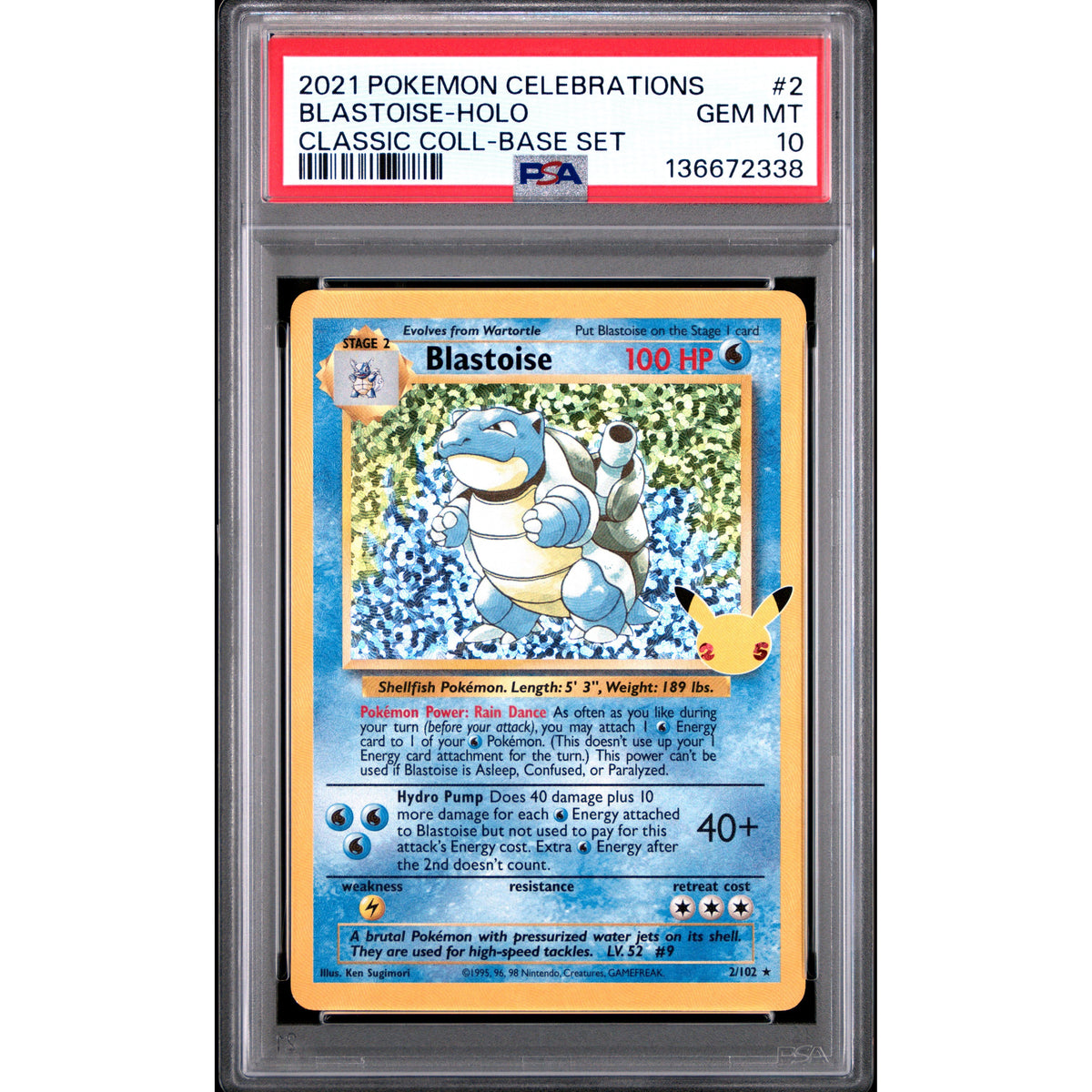 Pokémon TCG: Blastoise Holo #2 PSA 10-136672338
