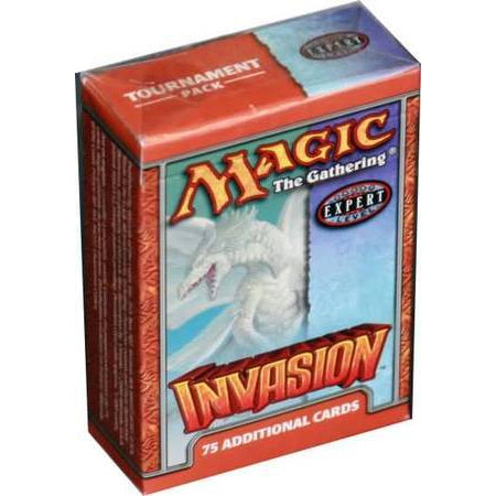 Sealed Wizards of the Coast Magic the Gathering: Invasion Tournament Pack Display featuring fantasy artwork of a character in armor holding a staff.