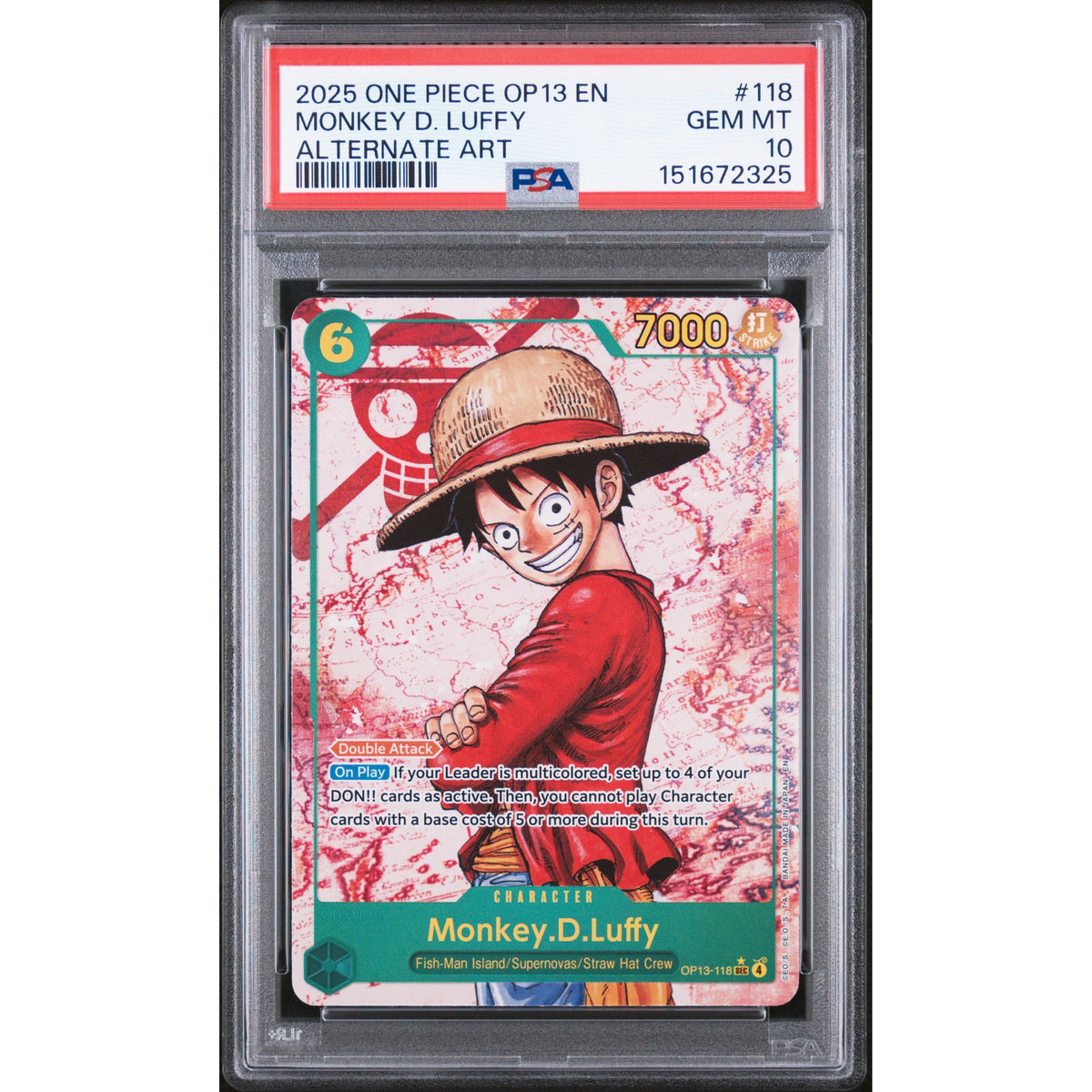 One Piece TCG: Monkey D. Luffy #118 PSA 10-151672325