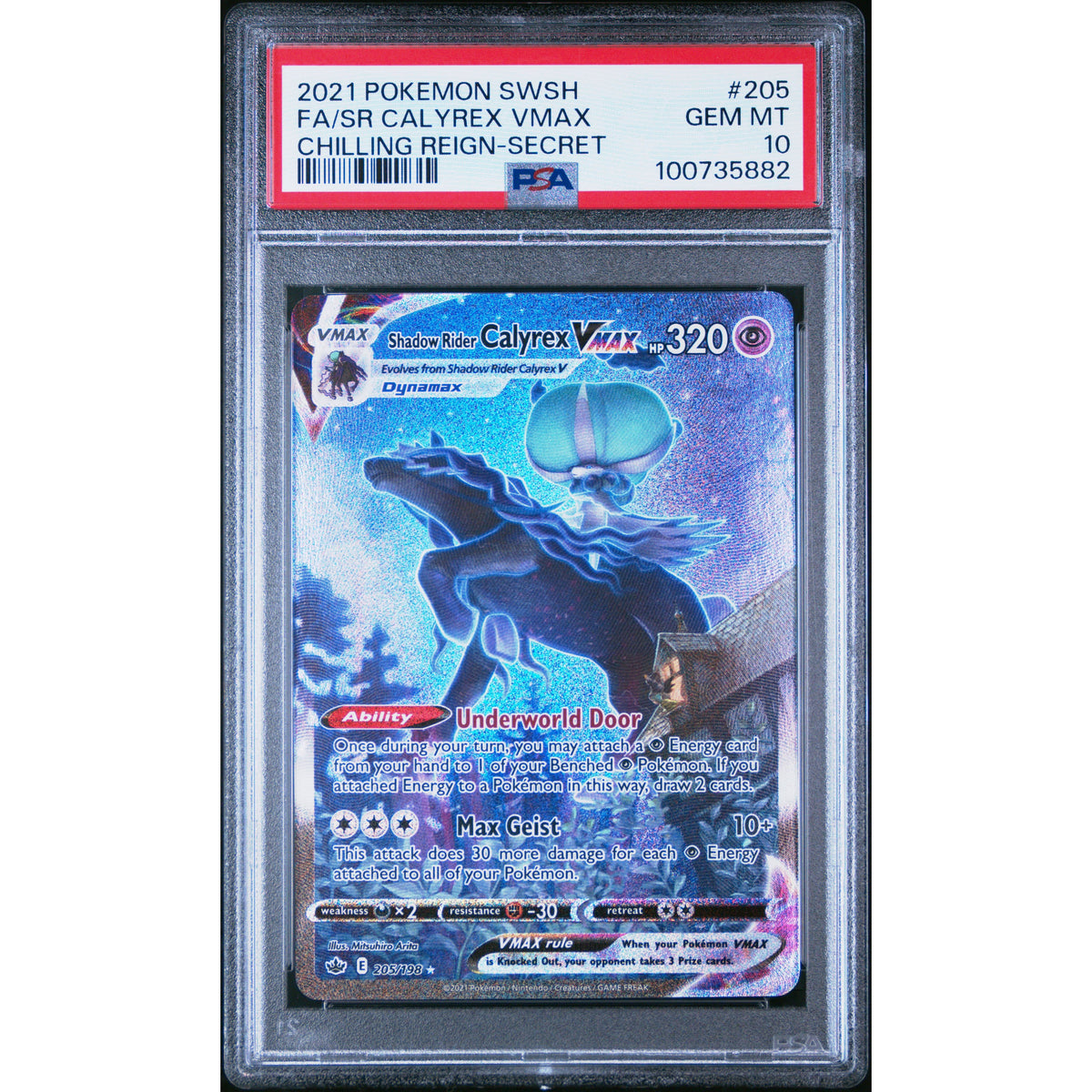 Pokémon TCG: Shadow Rider Calyrex Vmax #205 PSA 10 - Chilling Reign-100735882