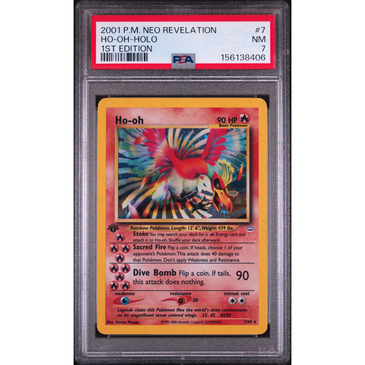 Pokémon TCG: Ho-Oh Holo #7 PSA 7-156138406
