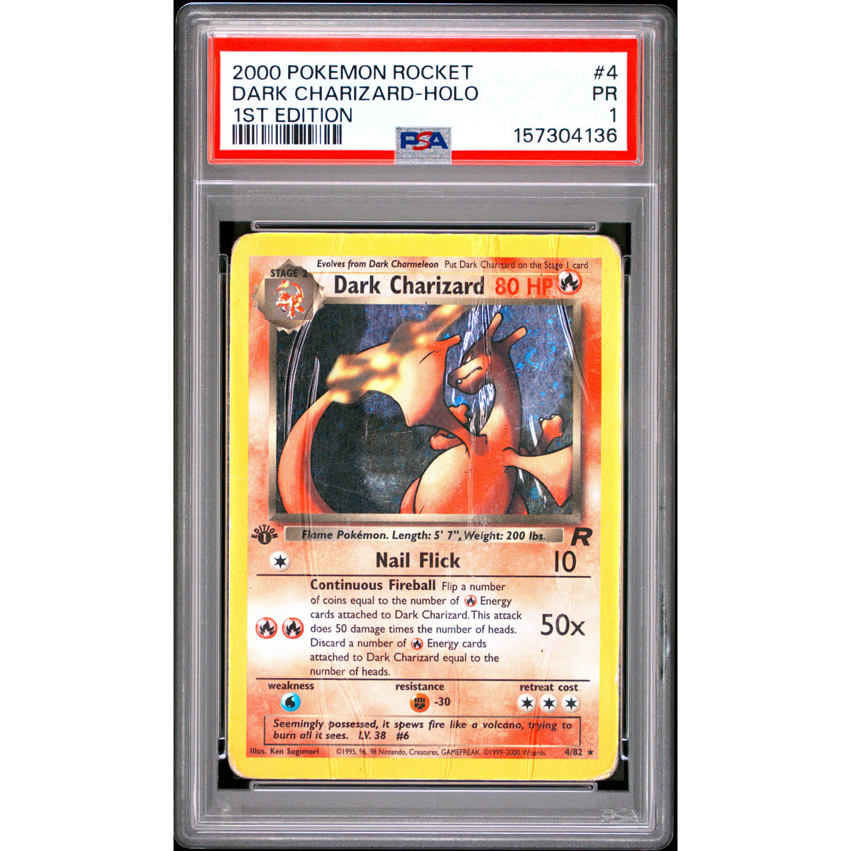 Pokémon TCG: Dark Charizard Holo #4 PSA 1-157304136