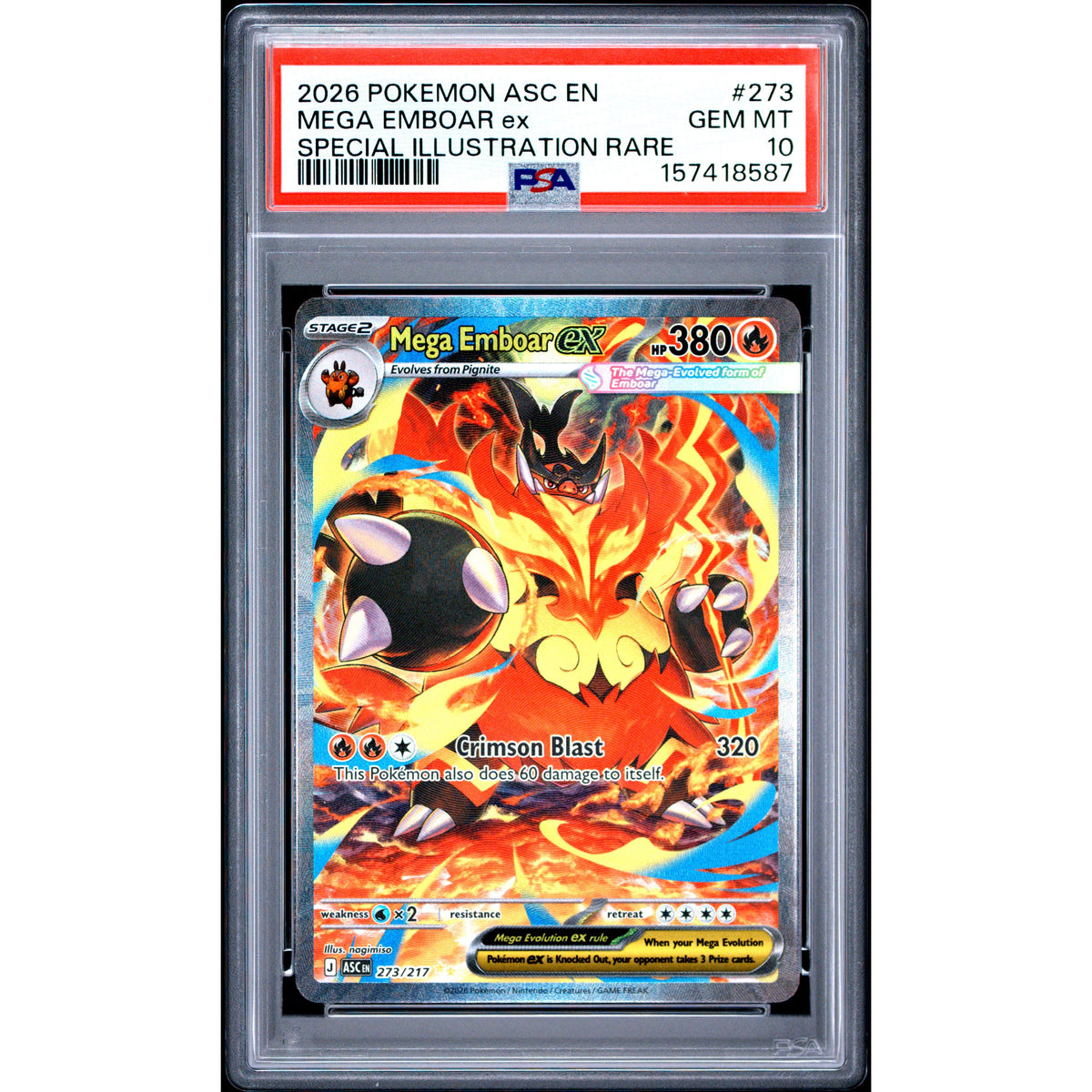Pokémon TCG: Mega Emboar Ex #273 PSA 10-157418587