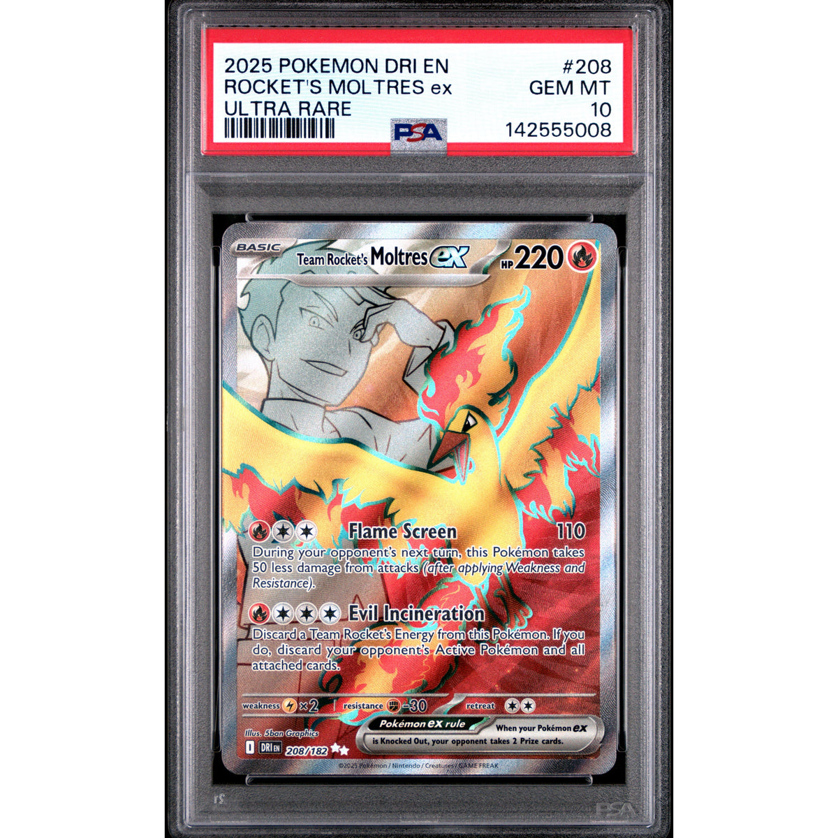 Pokémon TCG: Rocket's Moltres Ex #208 PSA 10-142555008
