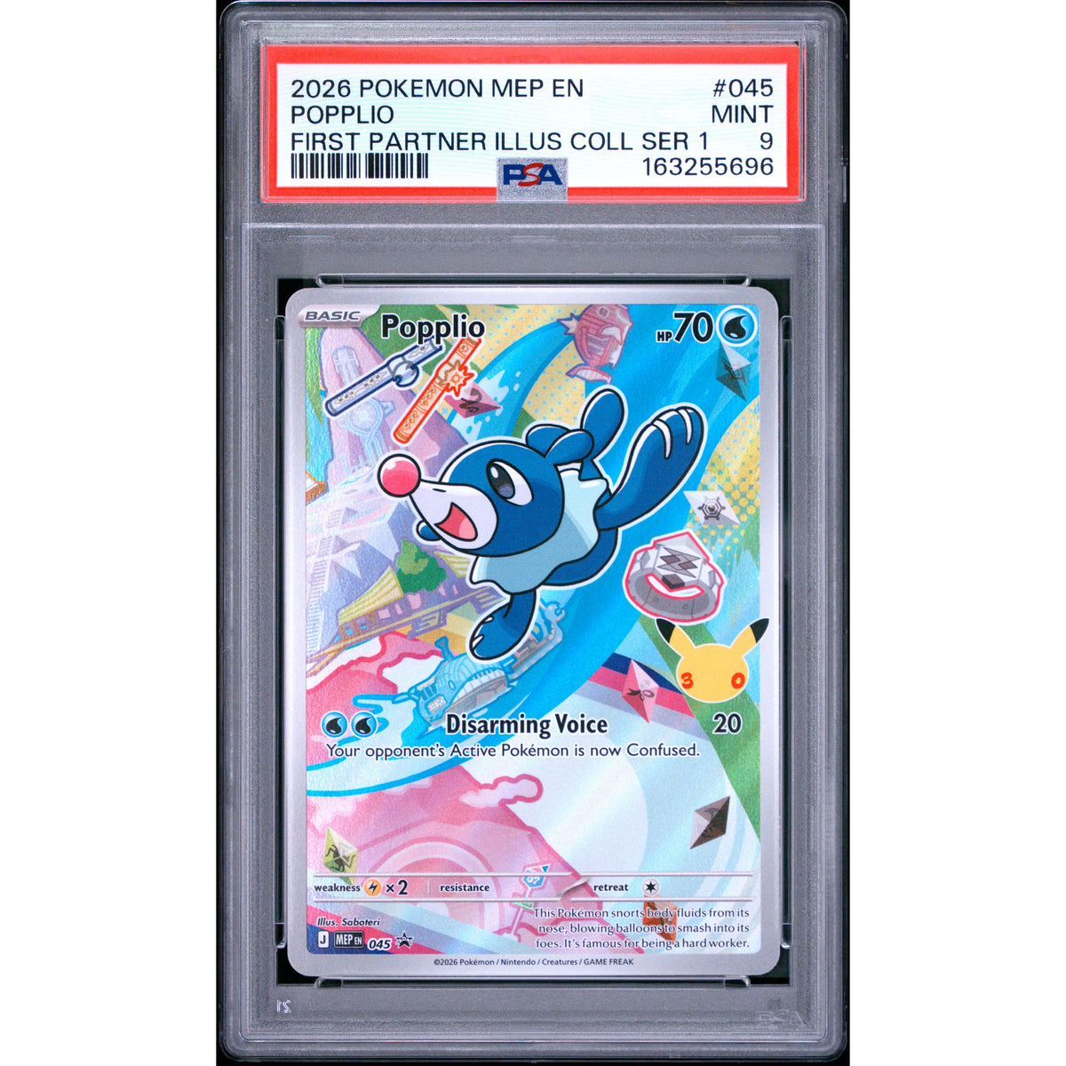 Pokémon TCG: Popplio #045 PSA 9-163255696