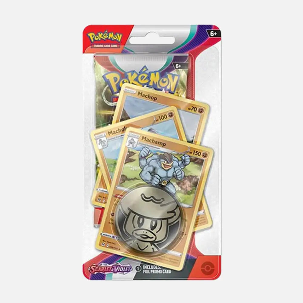 Two Pokémon TCG: Scarlet & Violet Base Set 1-Pack Checklane Premium Blisters, each containing a booster pack, a foil promo card, and a metallic coin.