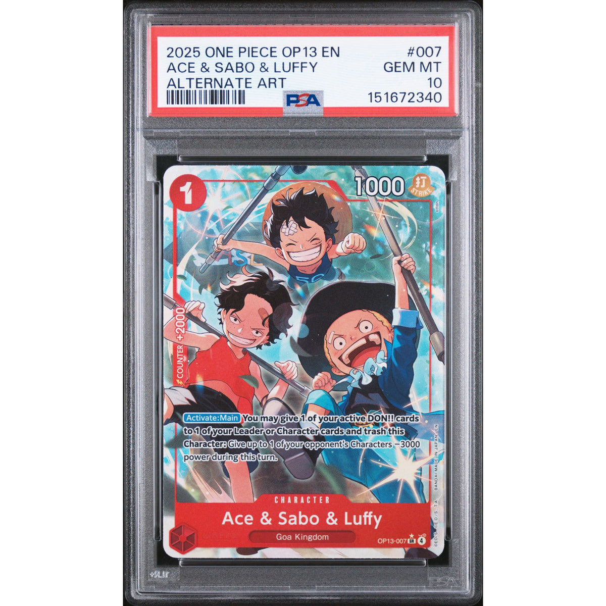 One Piece TCG: Ace & Sabo & Luffy #007 PSA 10-151672340