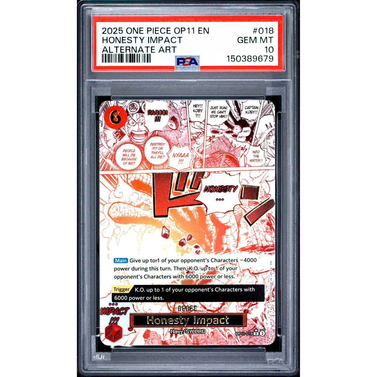 One Piece TCG: Honesty Impact #018 PSA 10-150389679
